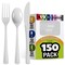 Exquisite Polished Plastic Silverware – 150 Pcs Heavy Duty Cutlery Set – 50 Each of Forks, Knives & Spoons – Disposable Utensil Set for Parties, Events & Catering – Flatware Set by Party Solids